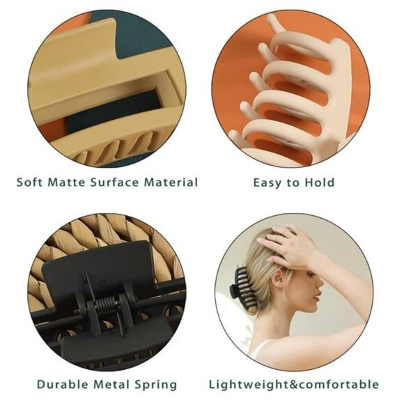 Large hair claw clips for thick thin curly hair 8 pack non slip strong grip wome - Picture 2 of 6